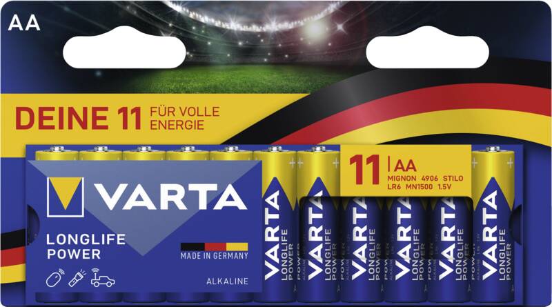 Varta Longlife Power AA Pack 11 WM Mignon-Batterie (AA), 11er Blister, Alkali